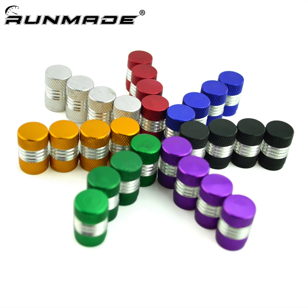 

runmade 4Pcs/lot Car Truck Bike Bicycle Motorcycle Tyre Air Wheel Valve Stem Caps 7 Colors Aluminum Tires Stem Caps Car-styling