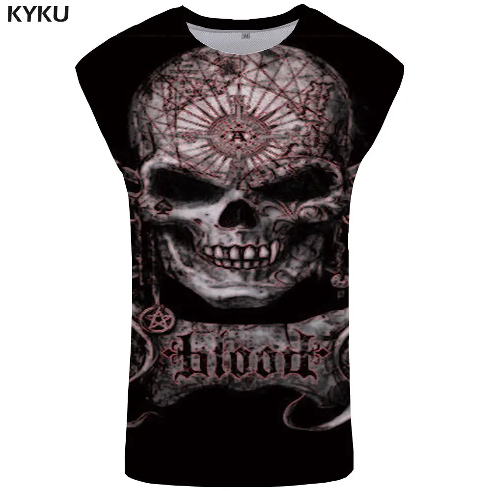 Tank Top 09 KYKU череп на бак Топ для мужчин черный Ftness одежда дьявол Tanktop 3D мужчин s Бодибилдинг майка без рукавов рубашка человек Аниме - Цвет: Tank Top 09