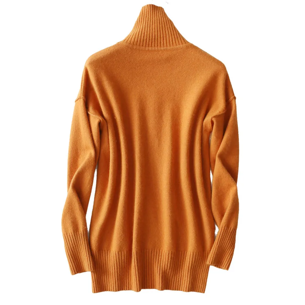 Женские джемперы Осень-зима чистый кашемир повседневная водолазка с ребристым