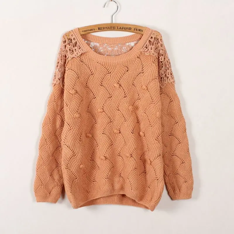 2014 new female Mori Japanese Korean sweet lace openwork crochet balls hedging sweater coat big yards | Женская одежда