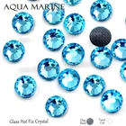 Стразы горячей фиксации Aqua Marine, блестящие, стеклянные стразы, исправление камней, для рукоделия, аксессуар для одежды