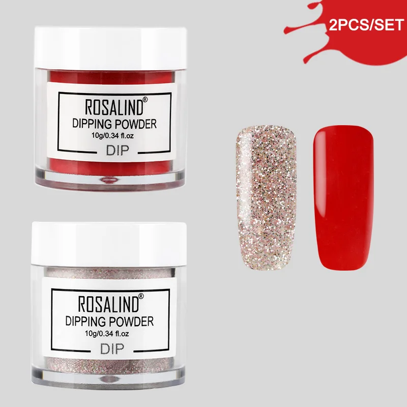 RP-2PCS-03 ROSALIND погружающая блестящая пудра натуральный сухой хром пигмент дизайн ногтей пыль голографическая Пудра Набор для гель-лака маникюр - Цвет: RP-2PCS-03