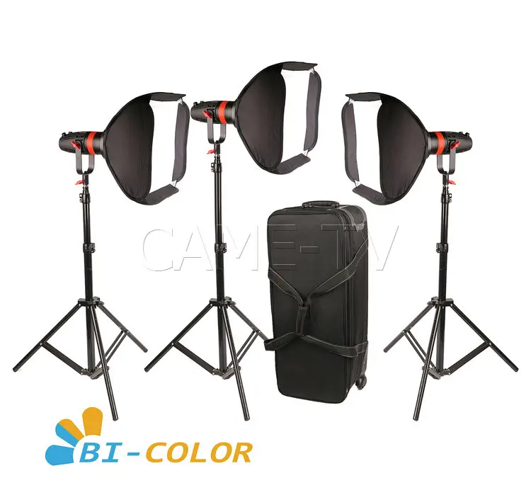 3 шт. CAME-TV Q-55S Boltzen 55w 8700люкс/1м высокой мощности Френельский светильник на светодиодах Bi-Color в комплекте.