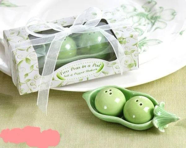 200 шт = 100 набор два гороха керамический для соли и перца шейкеры свадебный подарок