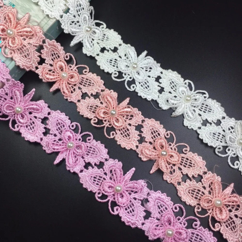 15 ярдов Ремесло Плетеные Из Бисера Поддельный Жемчуг Бабочки Shaped Отделкой