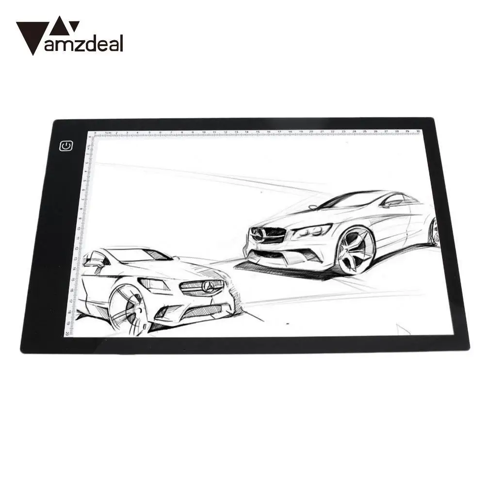 AMZDEAL A4 светодиодный светильник трафаретная доска планшет Трассировка чертежная доска Таблица тату дисплей коробка Трассировка стол 3 шестерни затемнения