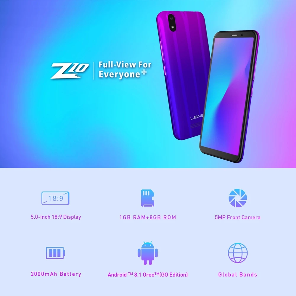 LEAGOO Z10 смартфон с 5 0 дюймовым дисплеем четырёхъядерным процессором MT6580 ОЗУ 1 ГБ