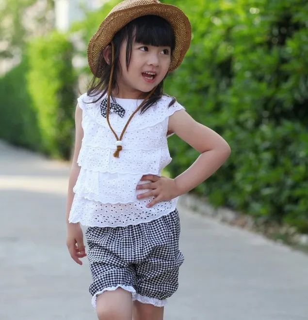 New Summer 2Pcs Toddler Clothes Baby Girls Ruffled T-shirt Top+Dots Shorts Suits Cute Sets |