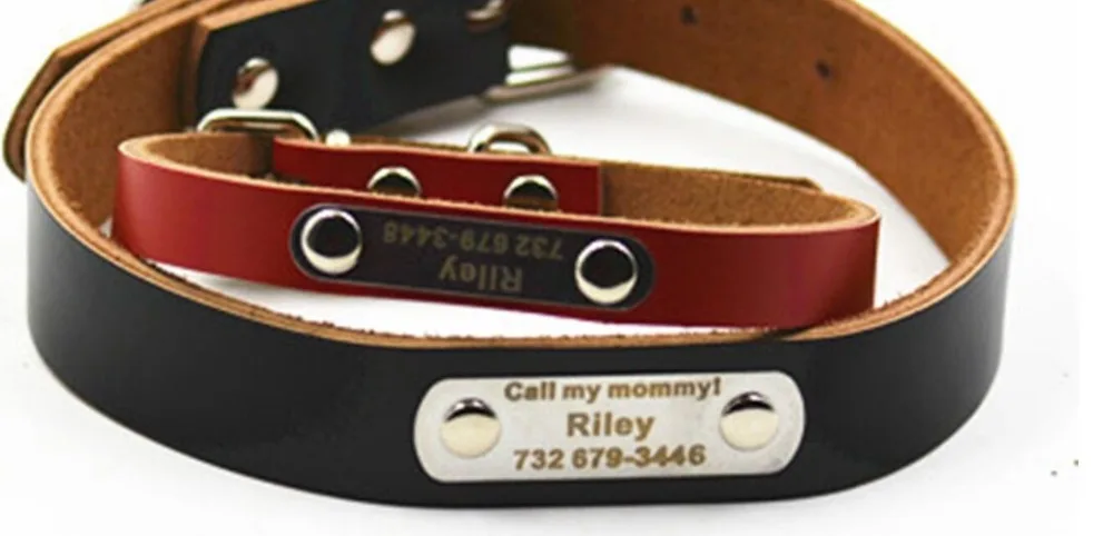Горячая распродажа! и популярный кожаный ошейник Бесплатная гравировка DIY dog tag
