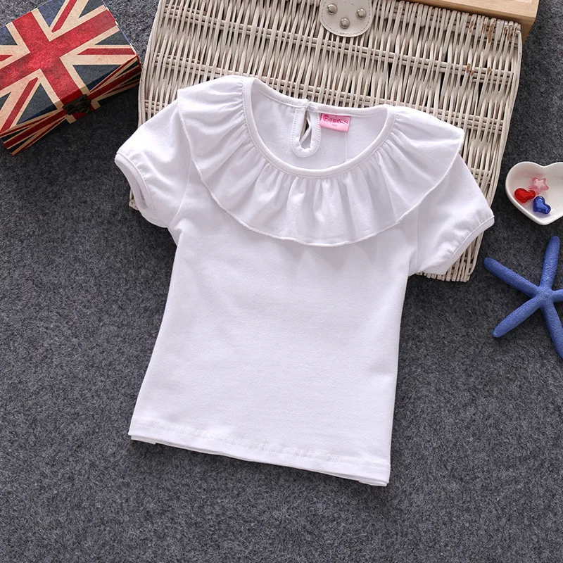 Baby Girl Clothing 2019 summer solid t shirt kid child ruffles sleeve clothes t-shirts baby girl children shirts 0-7T AA3511 | Детская