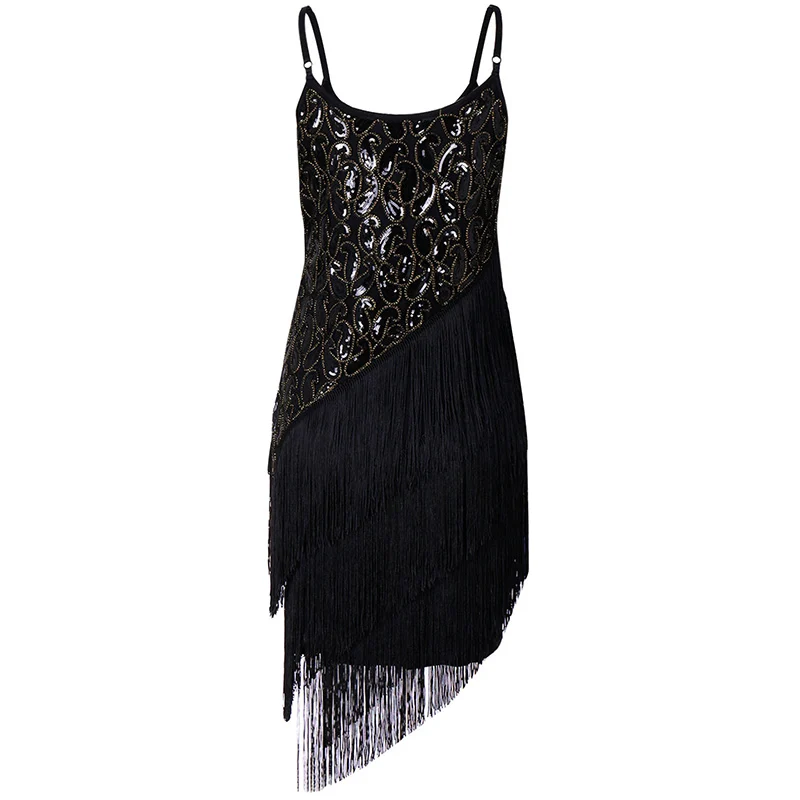 B dress 1920s Flapper платье Great Gatsby вечерние платья с блестками и бахромой - Цвет: B dress