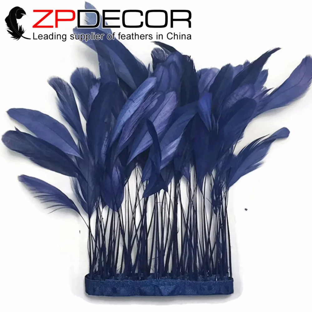 

ZPDECOR 8-10 дюймов (20-25 см) 10 ярдов/партия ручная работа Высокое качество темно-синий в полоску с перьями из хвоста петуха DIY украшение костюма