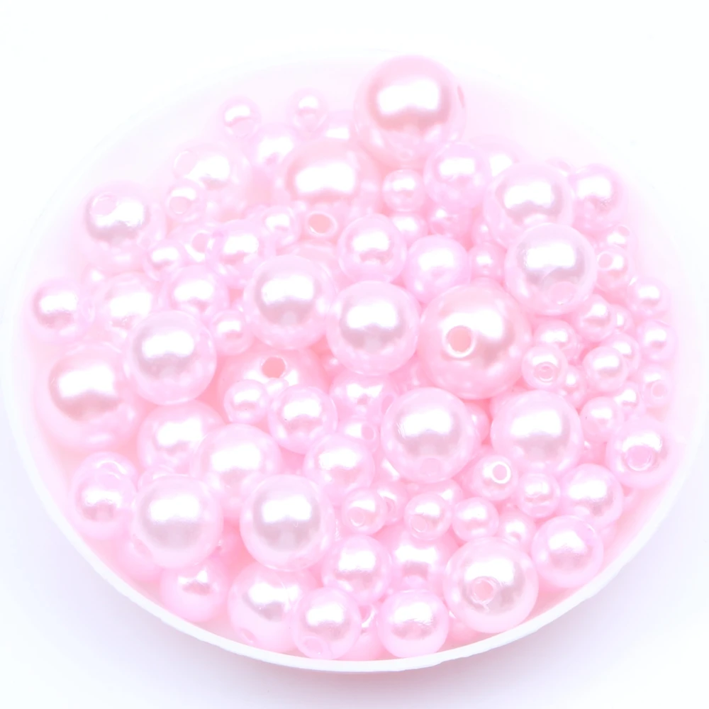 LIGHT PINK 4, 6, 8, 10 мм и разные размеры, разноцветные Круглые бусины с имитацией жемчуга, свободные бусины DIY, ожерелье, браслет, серьги, аксессуары - Цвет: LIGHT PINK