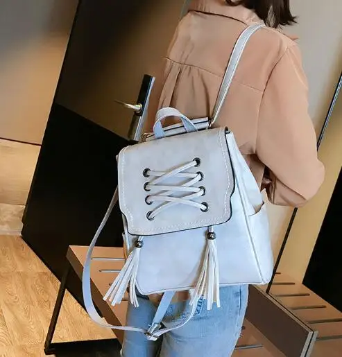 2022 New Fashion Women Backpack Lady tassel leather Backpacks School Backpack for Teenage Girl Travel bag Feminina Shoulder bag