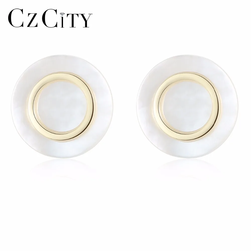 

CZCITY Hight Quality Elegant And Charming White Seashell Earrings for Women Girls Piercing Stud Earrings Women Jewelry Gift