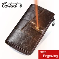 contacts brand designer 100 genuine cow leather clutch wallets purse card holder vintage wallet men with coin purse pocket