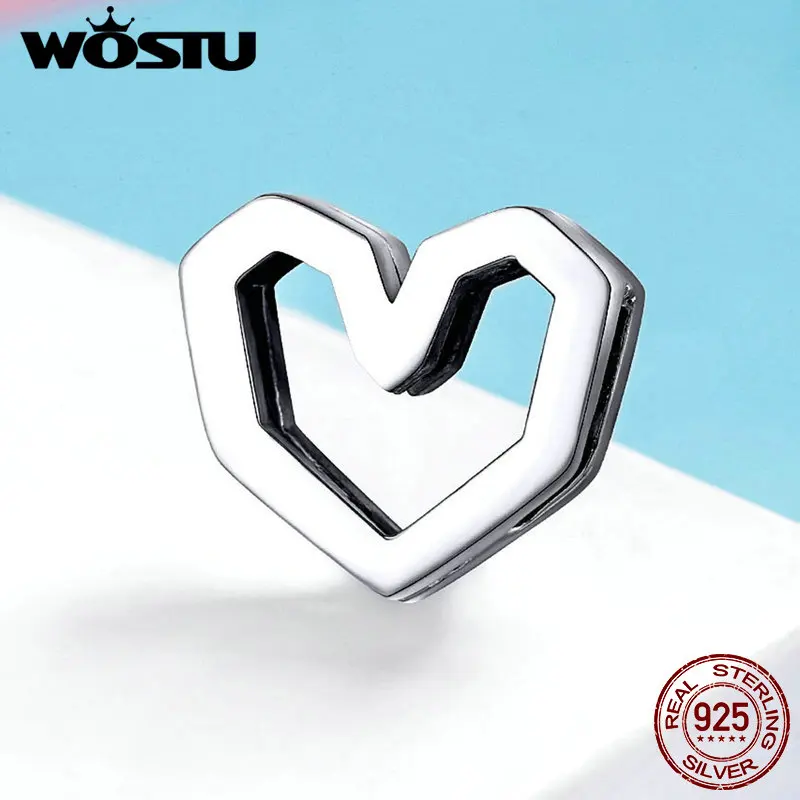 Женский браслет WOSTU кулон из стерлингового серебра 925 пробы с сердечком и