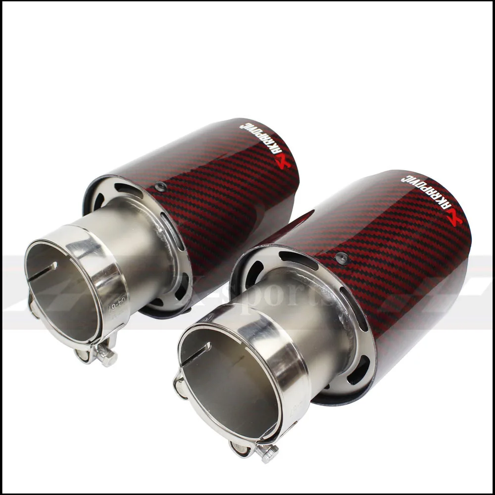 Akrapovic автомобильный Стайлинг выхлопной Хвост красный глянцевый карбоновый глушитель наконечник Хвост Конец Универсальный нержавеющая сталь прямой фланец пескоструйная обработка