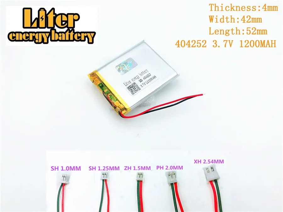 404252, 3,7 V 1200mAh перезаряжаемый полимерный аккумулятор для 3,7 V 404252 PLUG MP3 MP4 MP5 ламповый Динамик игрушки мобильный полимерный аккумулятор