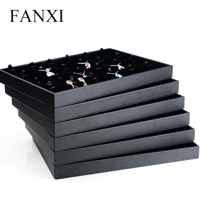 FANXI Черная Кожаная подставка для ювелирных изделий из МДФ колье ожерелье браслет