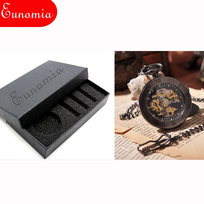 Черные круглые военные Механические карманные часы в стиле стимпанк мужской