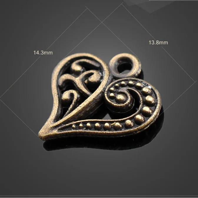 

20 PCS/Lot 14.3mm*13.8mm sharma metal diy handmade antique gold Color heart charms