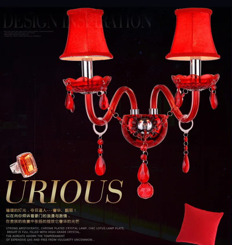 Домашний декор красный настенный светильник светодиодные подсвечники тканевый