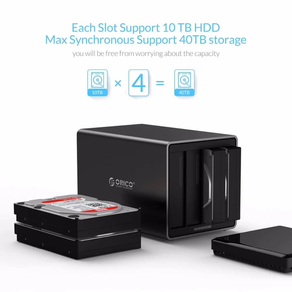 ORICO 4 Bay 3 5 Type c Алюминиевый жесткий диск Внешний корпус USB3.1 для SATA3.0 HDD Поддержка