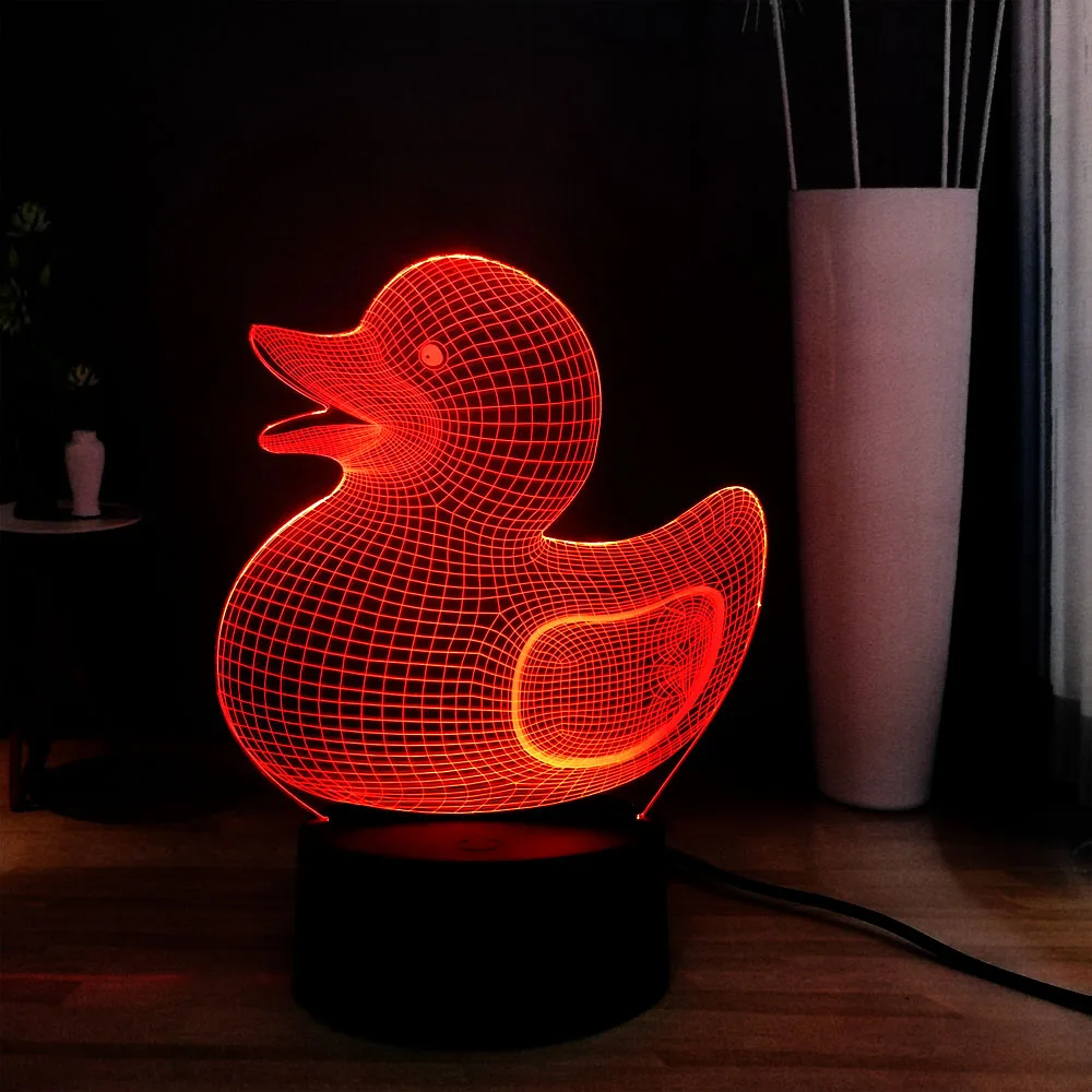 Милые 3D Животные Милая утка 7 цветов новые украшения настольная лампа Детские