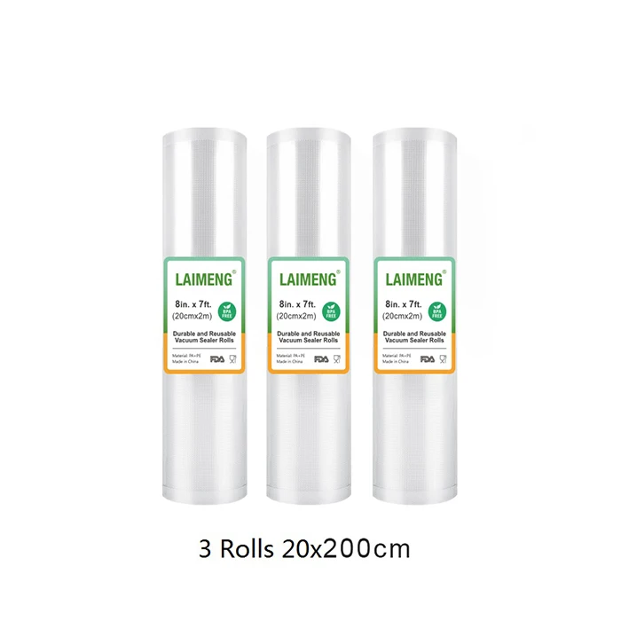 3R 20-200cm LAIMENG 3 рулона вакуумной упаковки, пакеты для вакуумного упаковщика, пленка для вакуумного упаковщика, упаковочная машина, текстурированная вакуумная сумка для хранения продуктов R119 - Цвет: 3R 20-200cm