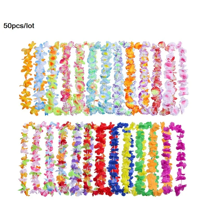 50/60/100 шт. Гавайские leis искусственный Цепочки и ожерелья Гавайи гирлянда