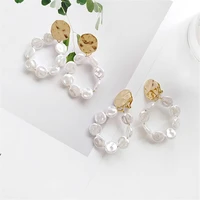 korea fashion earrings pearl personality earrings gold colored earrings geometric round pearl earrings women accessories