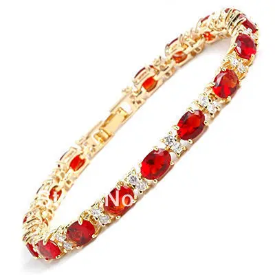 

5 colors! Fine 18KGP lady's red/green/purple/blue Cubic Zirconia bead bracelet