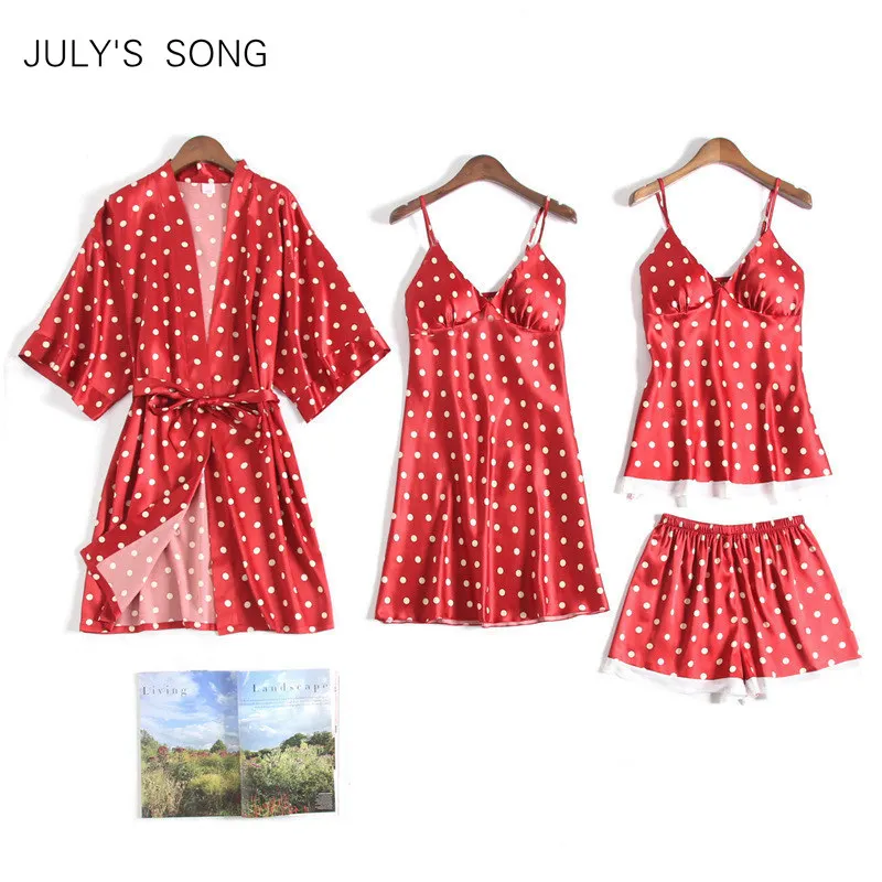 JULY'S SONG 2019 женское из искусственного шелка кружева 4 шт пижамы набор рубашка