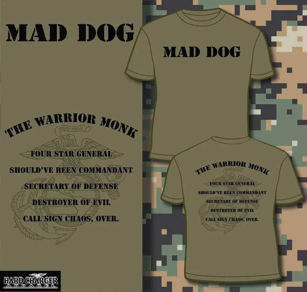 Marine Corps Mad Dog Mattis Usmc Secretary of Defense Warrior Monk New Design Men Tops Short Sleeve Cotton Fitness T-Shirt |