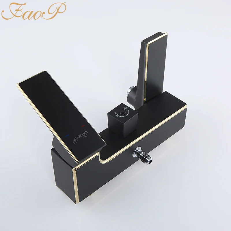 Душевая система FAOP черный смеситель для ванной комнаты Водопад набор душа