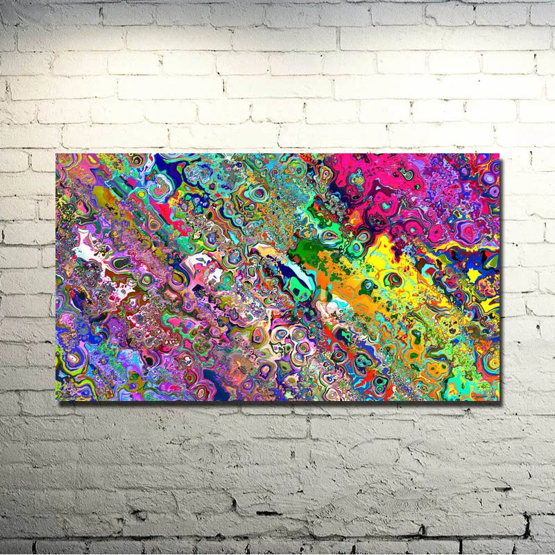 Психоделическая футболка Абстрактная живопись шелк ткань печати плакатов 13x24 20x36