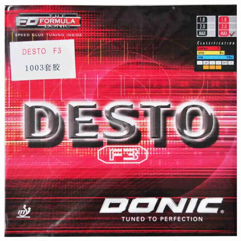 Подлинник бренда "Donic" Desto F1 F2 F3 Max ракетка для настольного тенниса резиновая Германия пинг-понг с бугорками резинки - Цвет: F3 RED MAX