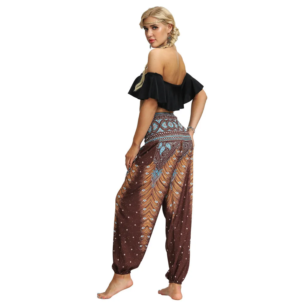 Повседневные свободные женские шаровары, панталоны mujer pantalones de mujer, уличная одежда, хиппи, мешковатые Boho шаровары Z4