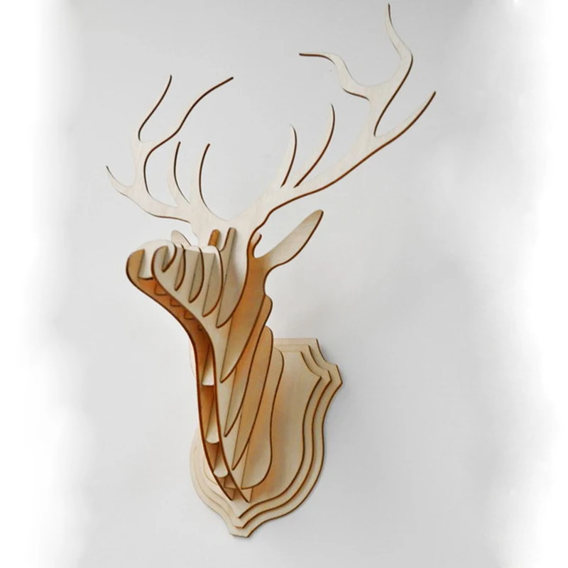 QITAI деревянный олень голова Рождество 2 мм фанера Природа Дерево DIY Скрапбукинг