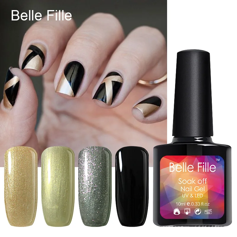 Belle Fille Блестящий глянцевый Гель лак УФ светодиодный гель для отверждения цветной