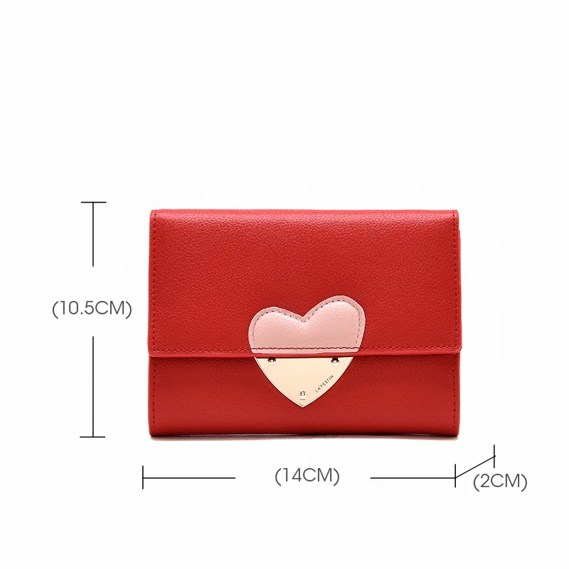 LAFESTIN женский кошелек из натуральной кожи с сердечками короткое стильное