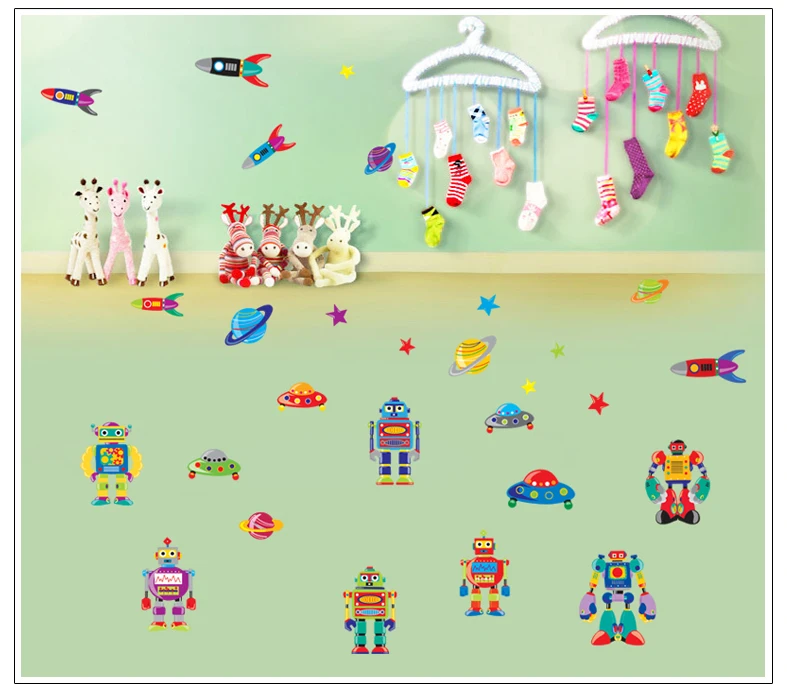 DIY красочный мультяшный робот летающая тарелка ракета домашний декор настенные