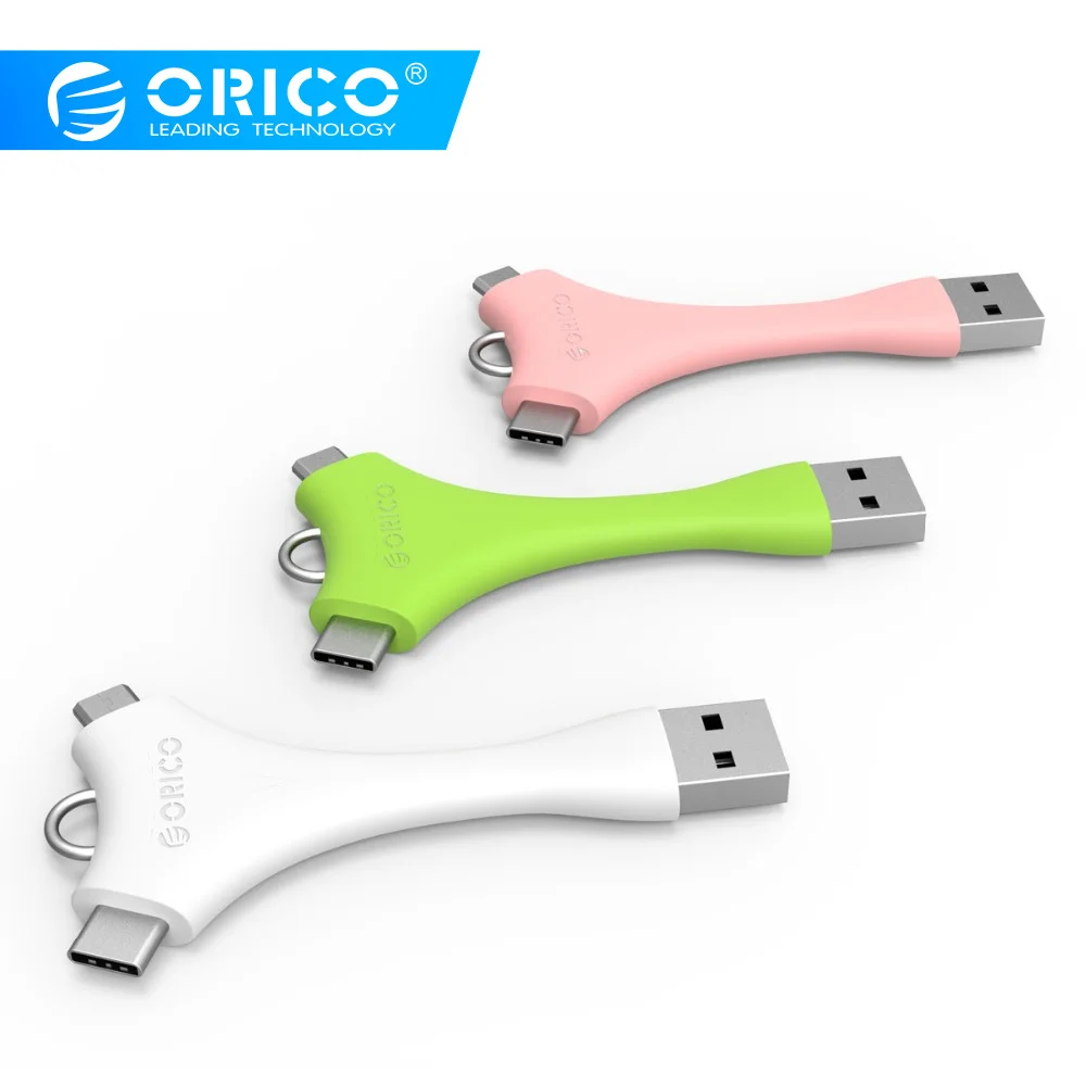 ORICO 2 порта СВЕТОДИОДНЫЙ модуль панели управления B& type-C кабель для зарядки и синхронизации мобильных телефонов кабель с кольцом для ключей для samsung huawei Xiaomi