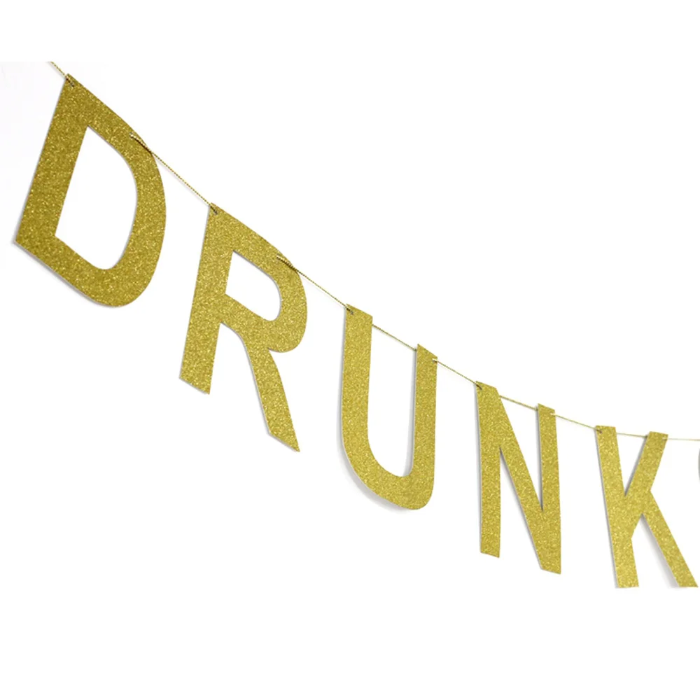Drunk in Love Gold Glitter Letter Banner Photo Prop Backdrop for Bachelorette Party Bridal Shower Hanging Decor | Дом и сад