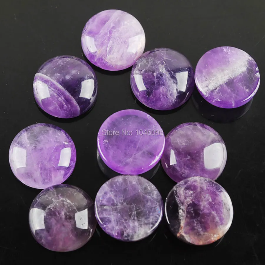 YOWOST Free Shipping Natural Amethysts Gem Stone Round Cabochon CAB No Hole Jewelry 16x6MM 20pcs/lot QU3028 | Украшения и