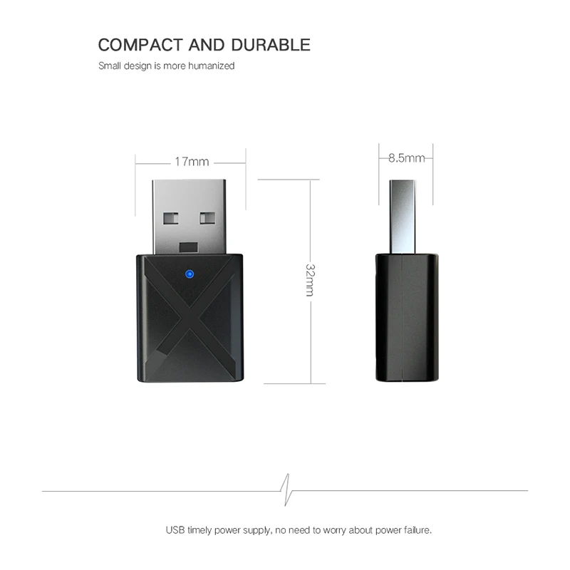 2 in 1 Stereo Wireless Bluetooth 5.0 Receiver 3.5mm Jack Audio Music Transmitter Adapter for TV Car Speaker Headphone | Электроника