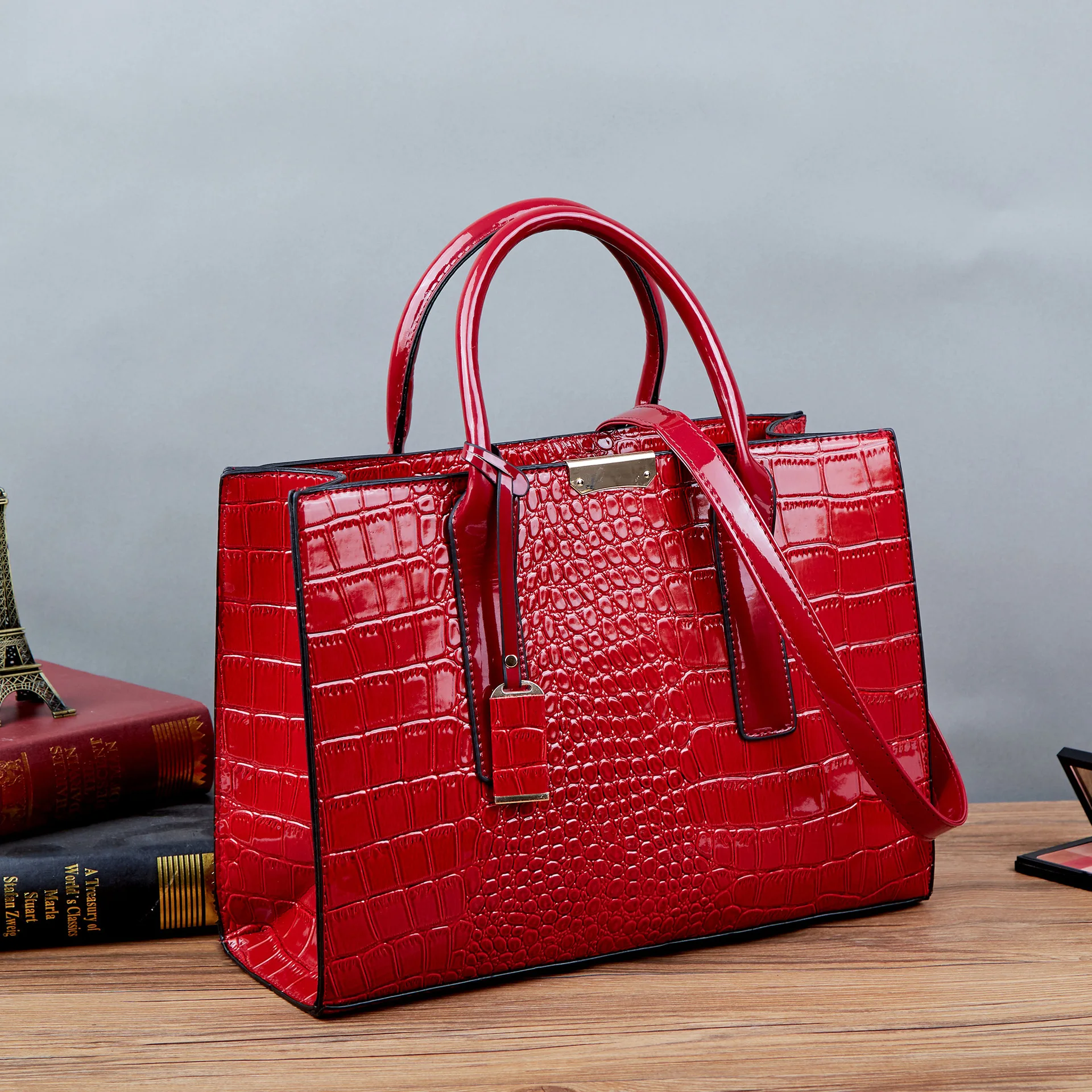 

New Lacquered Crocodile Wrap Girl Bag women Fashion handbag lady Shoulder bag