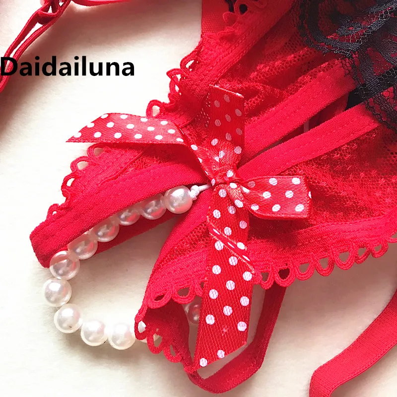 Daidailuna Для женщин жемчужина открытым промежность подвязки Эротическое белье