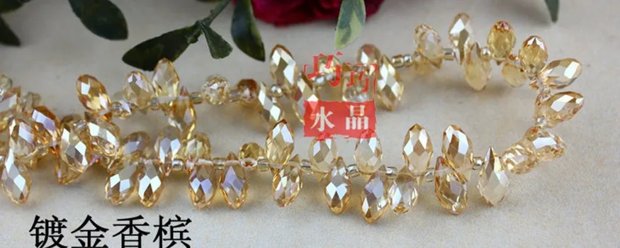 

AAA Top Quality 6x12mm Teardrop Beads Crystal Glass Beads Crystal Gold champagne color color 100pcs/lot Free Shipping